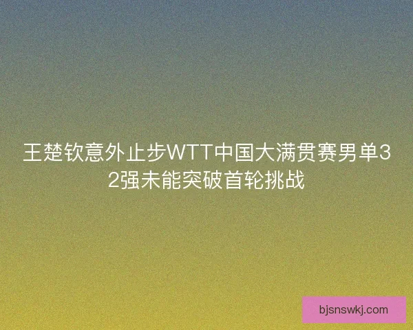 王楚钦意外止步WTT中国大满贯赛男单32强未能突破首轮挑战